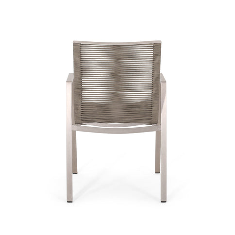 Outdoor Modern Aluminum Dining Chair Set With Rope Sea (Set of 2)