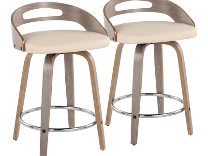 Cassis - Mid Century Modern Fixed Height Counter Stool With Swivel With Round Footrest (Set of 2)