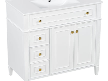 Bathroom Vanity With Sink, 3 Drawers & 2 Soft-Close Doors