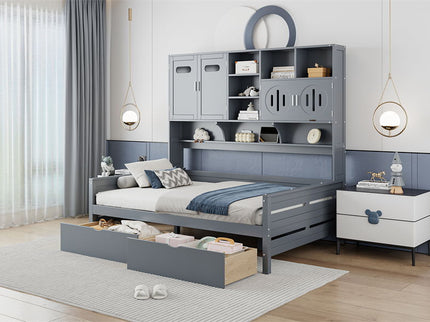 Daybed With All-In-One Cabinet And Shelf
