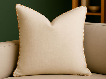 Homey Cozy - Throw Pillow With Decorative Stitching - Ivory