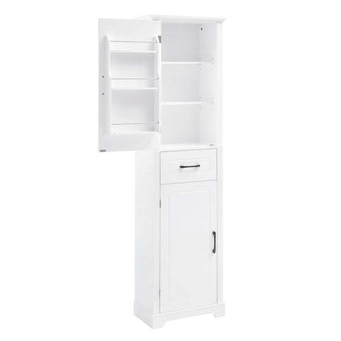 Tall Freestanding Bathroom Storage Cabinet With 2 Doors And Adjustable Shelves