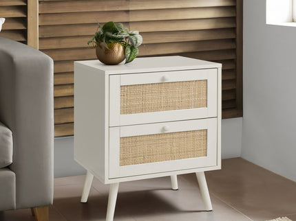 Accent Table & Storage Drawers - White