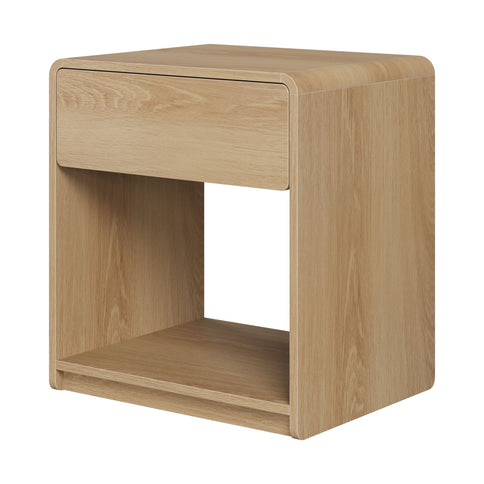 Bedside Table With Storage Drawers And Open Shelves (Set of 2) - Oak