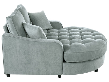 Modern Chaise Lounge Upholstered Sofa Couch With Tufted Seat And Detachable Pillows For Living Room