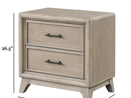1 Piece Nightstand With Angled Feet, Dovetail Drawers, Bedroom Furniture - Oak