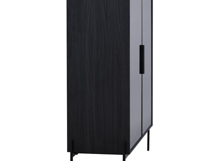 Modern Minimalist Style LED Curio Cabinet With Tempered Glass Door, Metal Legs