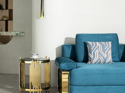 Elegant Round Table With Double Layer Tempered Glass Top And Stainless Steel Frame For Living Room