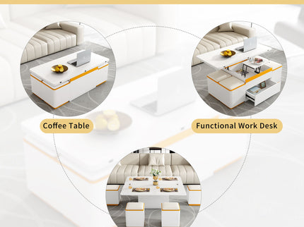 Lift Top Coffee Table With 4 Storage Stools