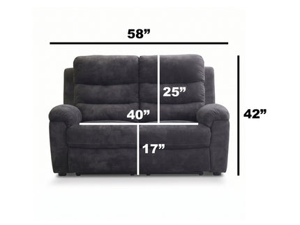 2 Seat Manual Recliner Loveseat With 150° Deep Recline, For Small Living Spaces - Dark Gray