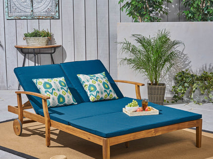 Etherealize - Outdoor Adjustable Double Chaise Lounge With Water Resistant Cushions