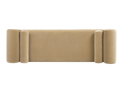 Mason - Arched Arm Bench With Bolster Pillows - Camel Brown Beige