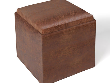 Rockwood - Upholstered Cube Storage Ottoman With Tray