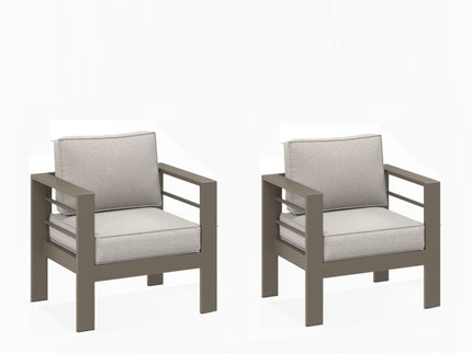Modern All-Weather Patio Armchairs With Thick Cushions (Set of 2)