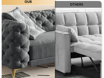 3 In 1 Convertible Sleeper, Deep Seat Pull Out Sofa Bed, Button Tufted
