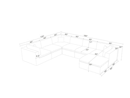 Custom Configuration Modular Sectional With Toss Pillows