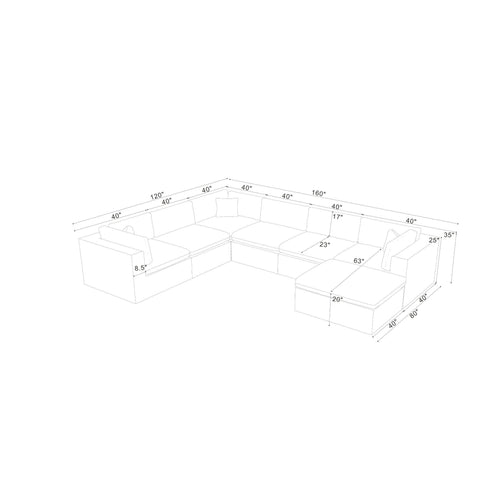 Custom Configuration Modular Sectional With Toss Pillows