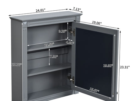 Wall Mounted Bathroom Storage Cabinet With Mirror, Medicine Cabinet With Height Adjustable Shelf