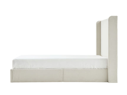 Carmen - King Size Upholstered Wingback Bed - Ivory