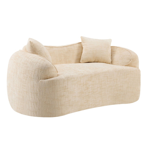 Curved 2 Person Compress Sofa With Armrests, Includes Pillows
