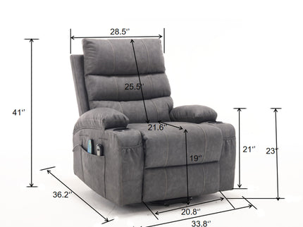 Large Size Electric Power Lift Recliner Chair Sofa With 8 Point Vibration Massage And Lumbar Heat