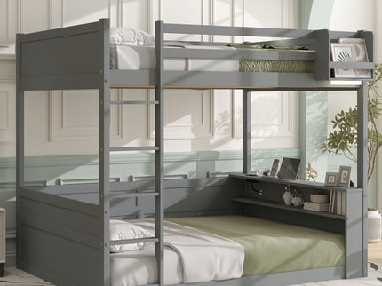Bunk Bed With Built In Shelves, Storage Box, LED Light And USB Charging Station