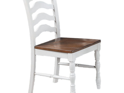 5 Piece Dining Set With Table And Ladder Back Chairs - Oak / White