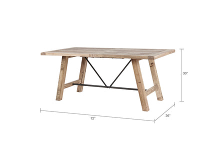 Rustic Dining Table With Metal Support - Natural