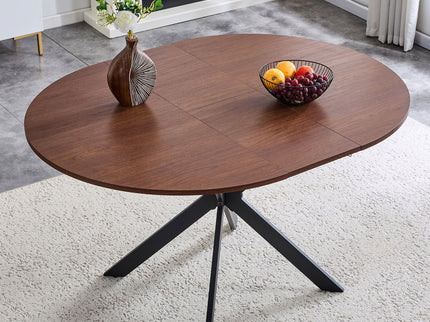 Extendable Round Dining Table - Walnut