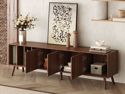 TV Stand With 5 Legs, Media Console Table For Tvs Up To 75" - Walnut