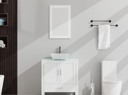 Bathroom Vanity And Sink Combo Glass Top Cabinet With Mirror