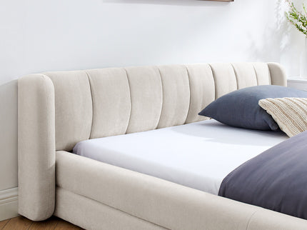 Modern Upholstered Bed Frame With Thick Fabric And Headboard