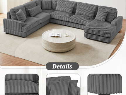 Oversized Sectional Sofa U - Shaped Sofa Couch Modern Sofa Upholstered In Soft With A Chaise Lounge For Living Room