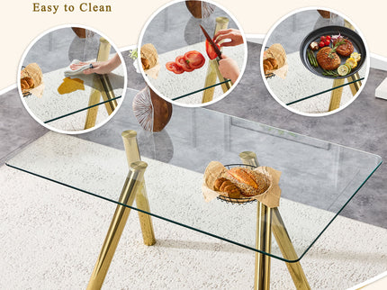 Rectangular Design Dining Table - Gold