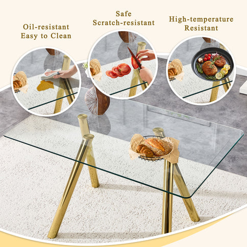 Rectangular Design Dining Table - Gold