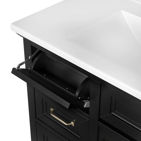 Modern Bathroom Vanity With Sink Top, 4 Drawers And 1 Soft-Close Door