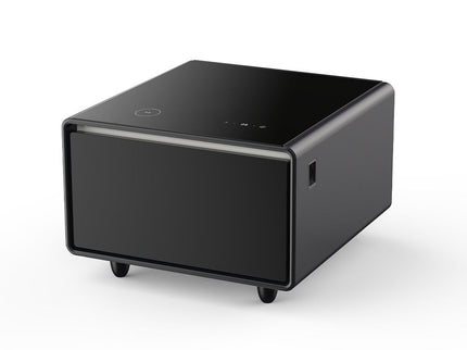 Modern Smart Side Table With Built-In Fridge, Wireless Charging, Temperature Control, Power Socket, USB Ports, Outlet Protection, Induction Light