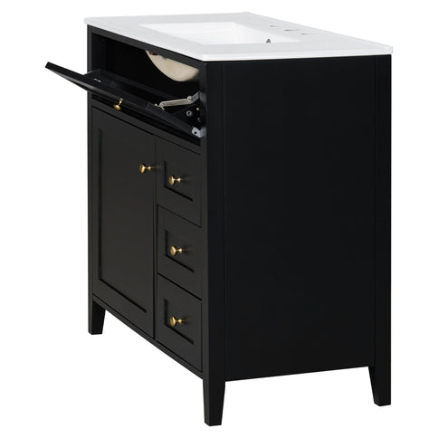 Bathroom Vanity With Sink, Cabinet With 3 Drawers And Adjustable Shelf