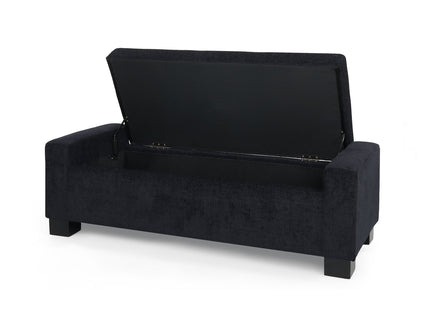 Textured Fabric Ottoman Bench With Hinged Lid