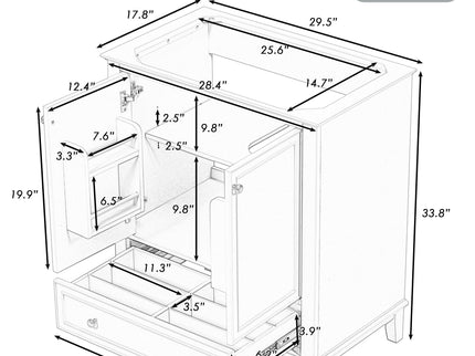Modern Bathroom Vanity Base Only With Doors And Drawer