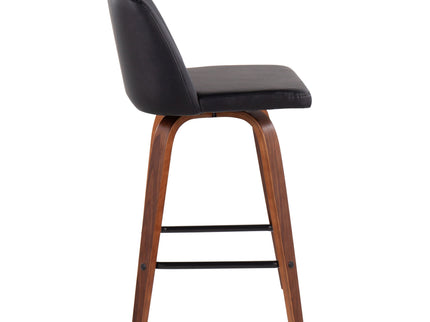 Toriano - Mid Century Modern Fixed Height Counter Stool & Square Footrest (Set of 2)