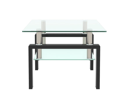 Modern Rectangular Coffee Table With Tempered Glass Top