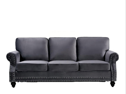 3 Seater Sofa With Nailhead Trim And Turned Legs For Living Room