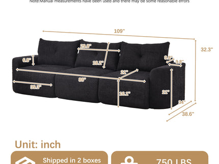 3 Seater With Thickened Armrests Sofa For Living Room