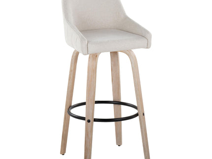 Hannah - Transitional Fixed Height Barstool With Swivel With Round Footrest (Set of 2)
