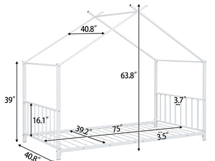 Metal House Platform Bed With Modern Design And Durable Frame