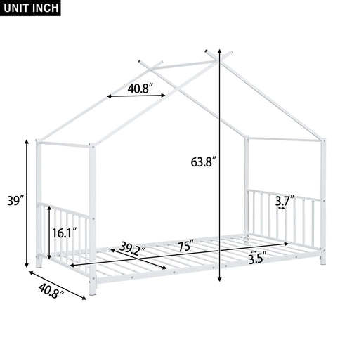 Metal House Platform Bed With Modern Design And Durable Frame