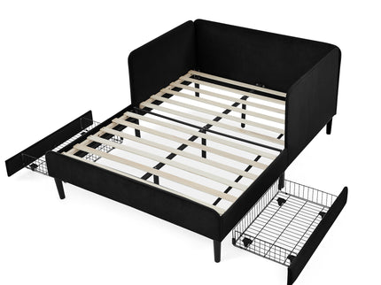 Upholstered Platform Bed Frame With 2 Storage Drawers And Adjustable Sofa Bed