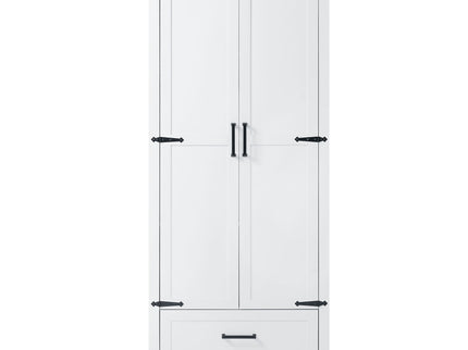 Tall Bathroom Storage Cabinet With 2 Doors And 2 Drawer, Adjustable Shelf - White