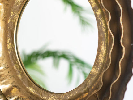 Round Wall Mirror With Metal Frame, Mid Century Modern Accent Mirror For Living Room - Gold